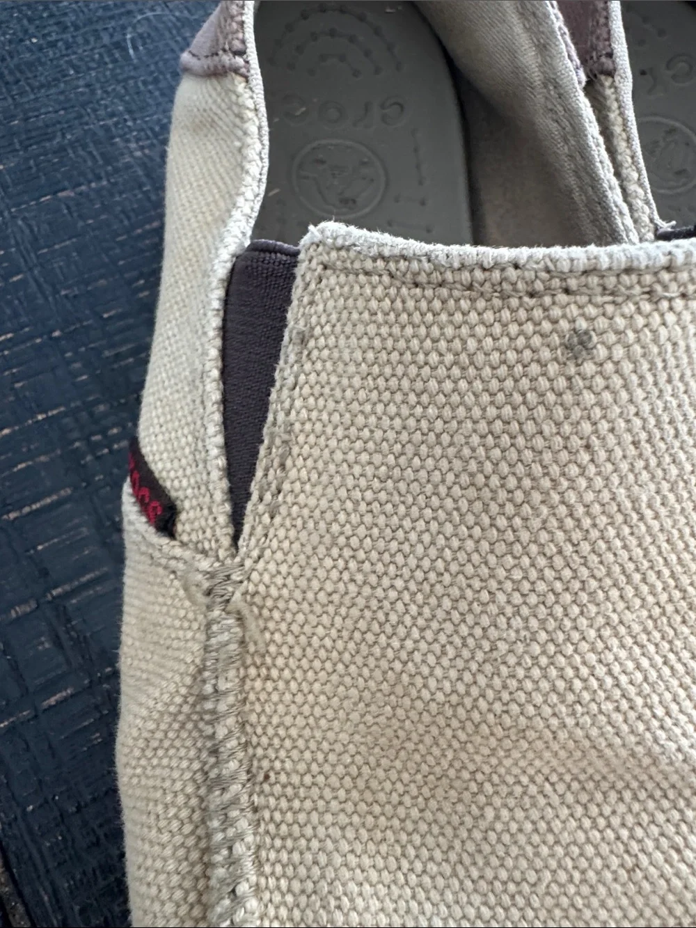 CROCS Kid’s Beige Canvas Slip-On Loafers size 4Y